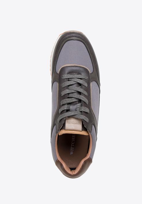 Men's faux leather trainers, grey-brown, 98-M-700-N-42, Photo 5