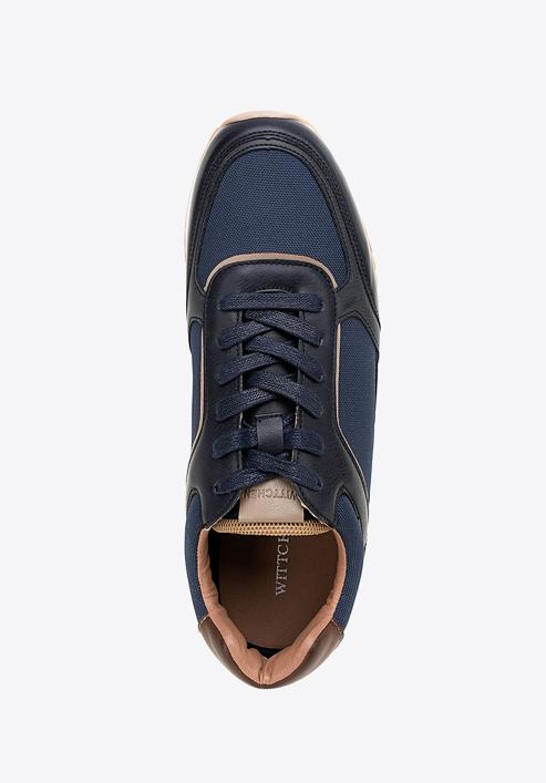 Men's faux leather trainers, navy blue, 98-M-700-N-41, Photo 5