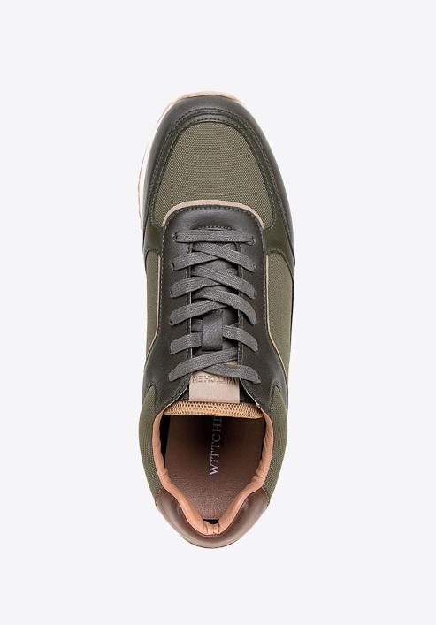 Men's faux leather trainers, green, 98-M-700-8-42, Photo 5