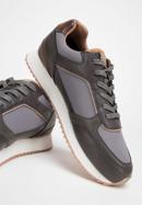 Men's faux leather trainers, grey-brown, 98-M-700-N-43, Photo 9