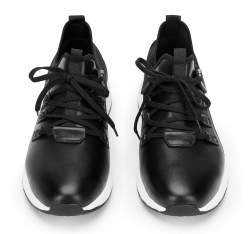 Męskie sneakersy ze skóry i tkaniny, czarny, 92-M-914-1-42, Zdjęcie 1