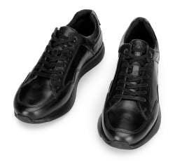 MÄ™skie sneakersy ze skÃ³ry licowej, czarny, 92-M-301-1-40, ZdjÄ™cie 1
