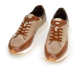 Męskie sneakersy ze skóry licowej, beżowo-brązowy, 92-M-301-8-40, Zdjęcie 1