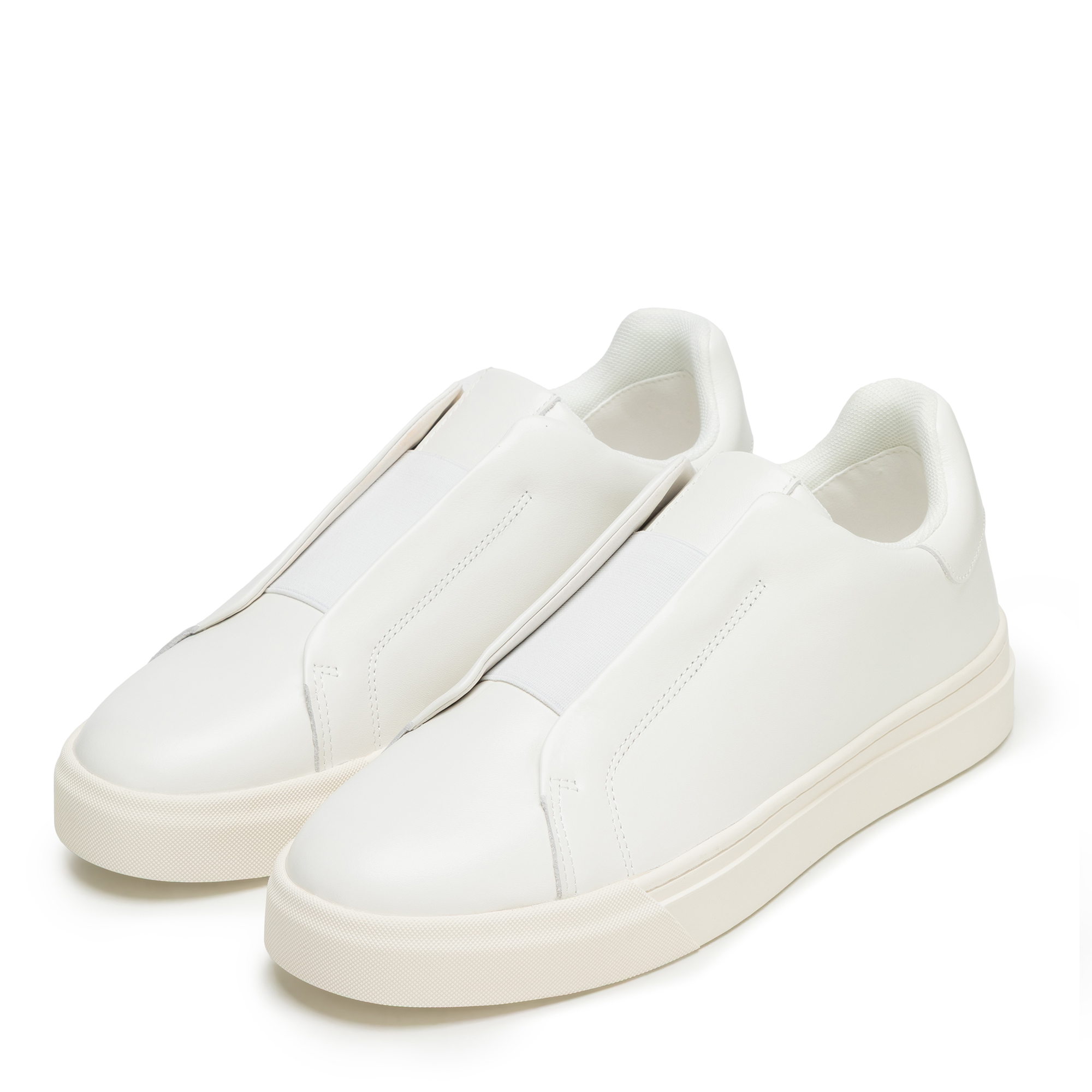 Pánske nazúvacie kožené sneakersy krémovo-biele 101-M-512-0, Vyberte variant lomená biela, Vyberte veľkosť 43