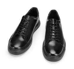 MÄ™skie sneakersy ze skÃ³ry w stylu trampek, czarny, 93-M-504-1-40, ZdjÄ™cie 1