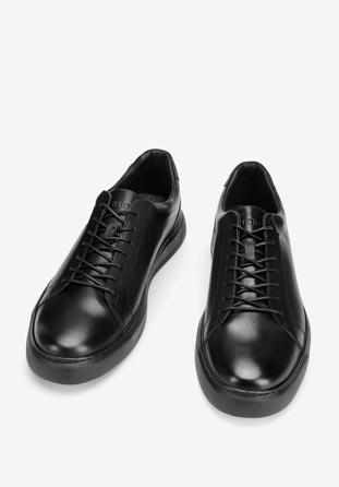Męskie sneakersy ze skóry w stylu trampek, czarny, 93-M-504-1-40, Zdjęcie 1