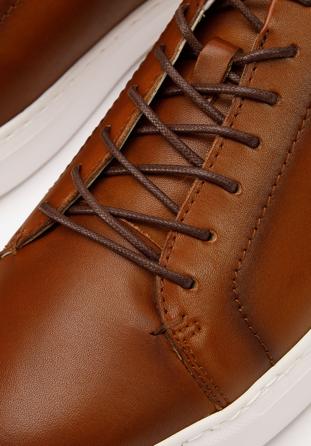 Męskie sneakersy ze skóry w stylu trampek, brązowy, 93-M-504-5-40, Zdjęcie 1