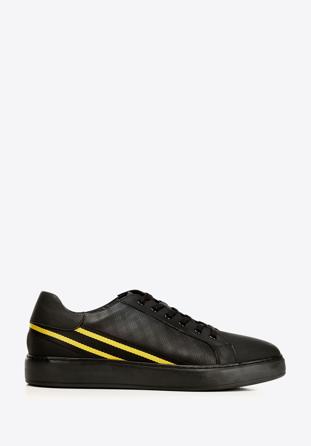 Men's trainers with contrasting stripe, black-yellow, 92-M-511-1-42, Photo 1