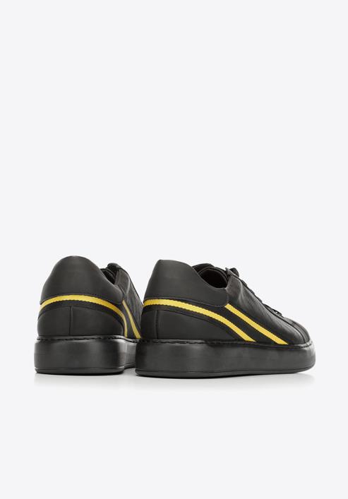 Men's trainers with contrasting stripe, black-yellow, 92-M-511-1-40, Photo 8