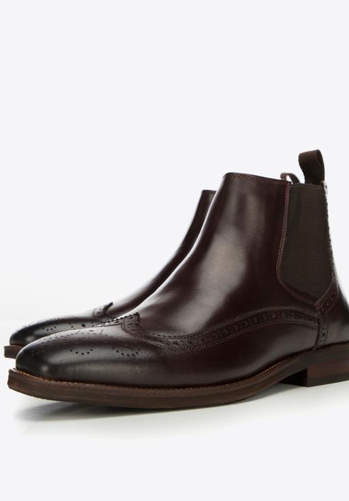Men's leather Chelsea boots, dark brown, 97-M-506-3-45, Photo 7