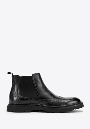 Men's leather platform Chelsea boots, black, 97-M-512-1-44, Photo 1