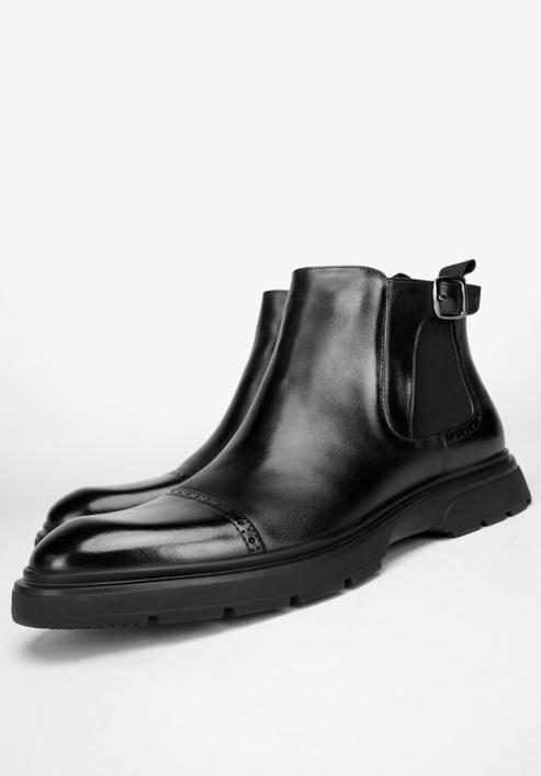 Men's leather Chelsea ankle boots, black, 97-M-511-1-44, Photo 7