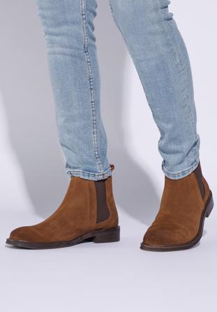 Men's suede Chelsea boots, brown, 95-M-510-5-39, Photo 1