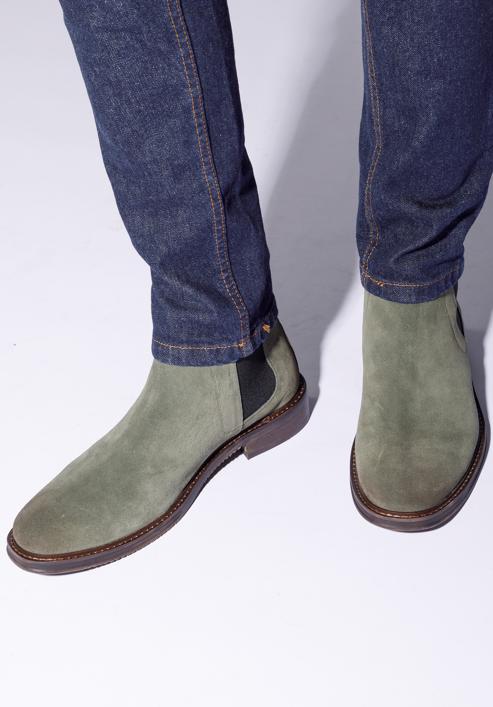 Men's suede Chelsea boots, green, 95-M-510-Z-41, Photo 15