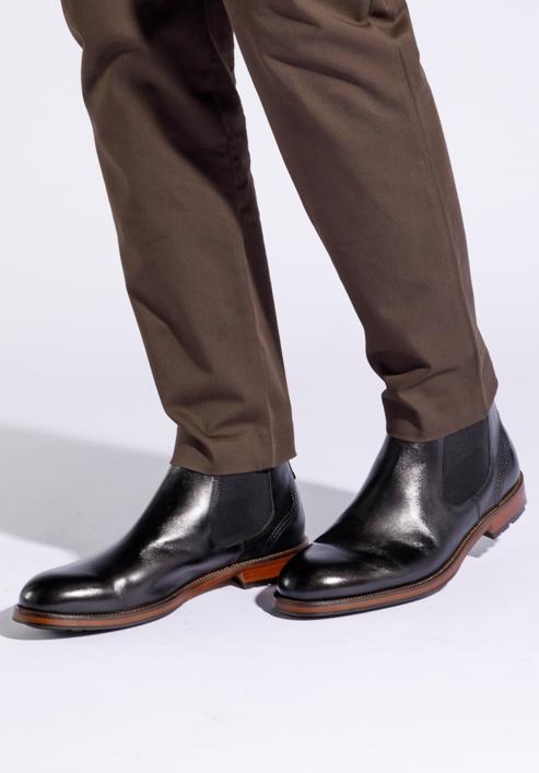 Men's leather Chelsea boots, black, 95-M-509-3-45, Photo 15
