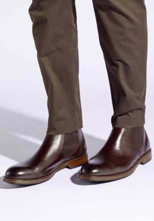 Men's leather Chelsea boots, burgundy, 95-M-509-3-45, Photo 1