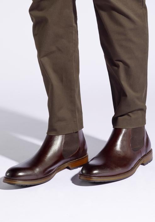 Men's leather Chelsea boots, burgundy, 95-M-509-3-43, Photo 15