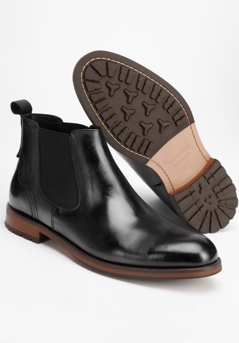 Men's leather Chelsea boots, black, 95-M-509-3-45, Photo 7