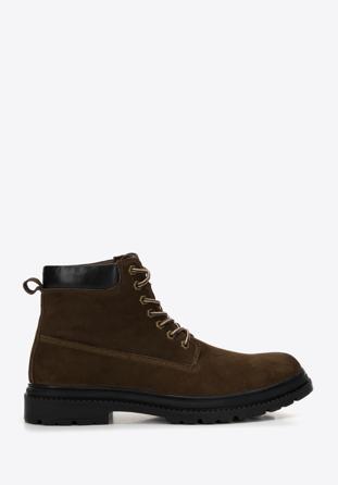 Men's lace up work nubuck boots, dark green, 97-M-500-Z-39, Photo 1