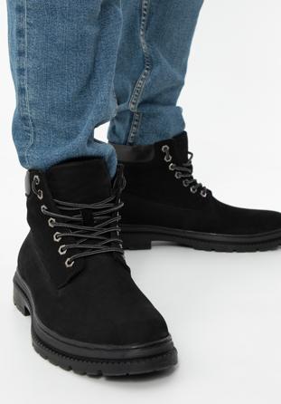 Men's lace up work nubuck boots, black, 97-M-500-1-43, Photo 1