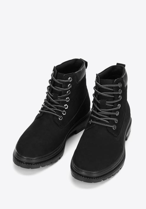 Men's lace up work nubuck boots, black, 97-M-500-Z-39, Photo 2