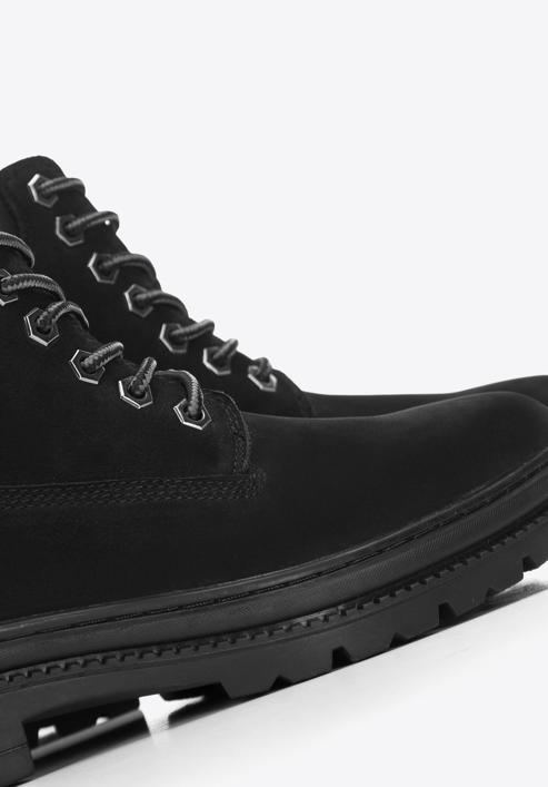 Men's lace up work nubuck boots, black, 97-M-500-Z-39, Photo 8