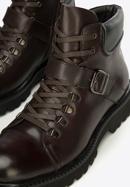 Men's leather boots with buckle detail, brown, 97-M-502-N-41, Photo 8