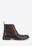 Men's leather lace up boots., dark brown, 95-M-511-1-40, Photo 1