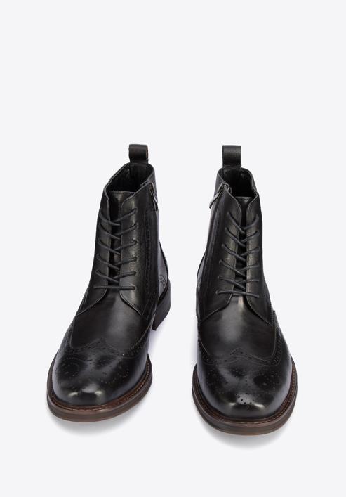 Men's leather lace up boots., black, 95-M-511-4-41, Photo 2