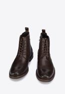 Men's leather lace up boots., dark brown, 95-M-511-5-40, Photo 2