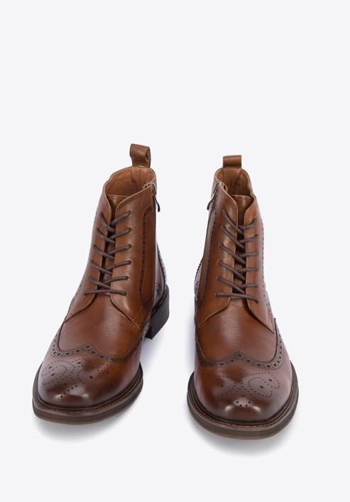 Men's leather lace up boots., brown, 95-M-511-1-40, Photo 2