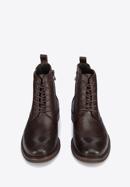 Men's leather lace up boots., dark brown, 95-M-511-1-40, Photo 3