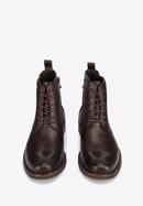 Men's leather lace up boots., dark brown, 95-M-511-5-40, Photo 3