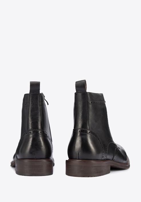 Men's leather lace up boots., black, 95-M-511-5-43, Photo 4