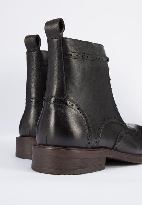 Men's leather lace up boots., black, 95-M-511-1-40, Photo 7