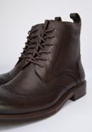 Men's leather lace up boots., dark brown, 95-M-511-1-40, Photo 7