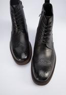 Men's leather lace up boots., black, 95-M-511-4-41, Photo 8