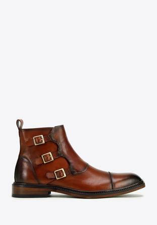 Men's leather monk boots