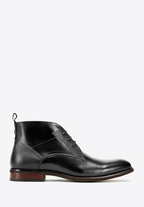 Men's leather lace up boots, black, 97-M-505-4-44, Photo 1