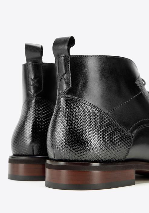 Men's leather lace up boots, black, 97-M-505-4-44, Photo 7