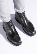 Men's leather brogue and fabric boots, black, 95-M-502-1-40, Photo 15
