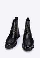 Men's leather brogue and fabric boots, black, 95-M-502-4-40, Photo 2
