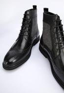 Men's leather brogue and fabric boots, black, 95-M-502-1-40, Photo 7