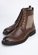 Men's leather brogue and fabric boots, brown, 95-M-502-1-40, Photo 7
