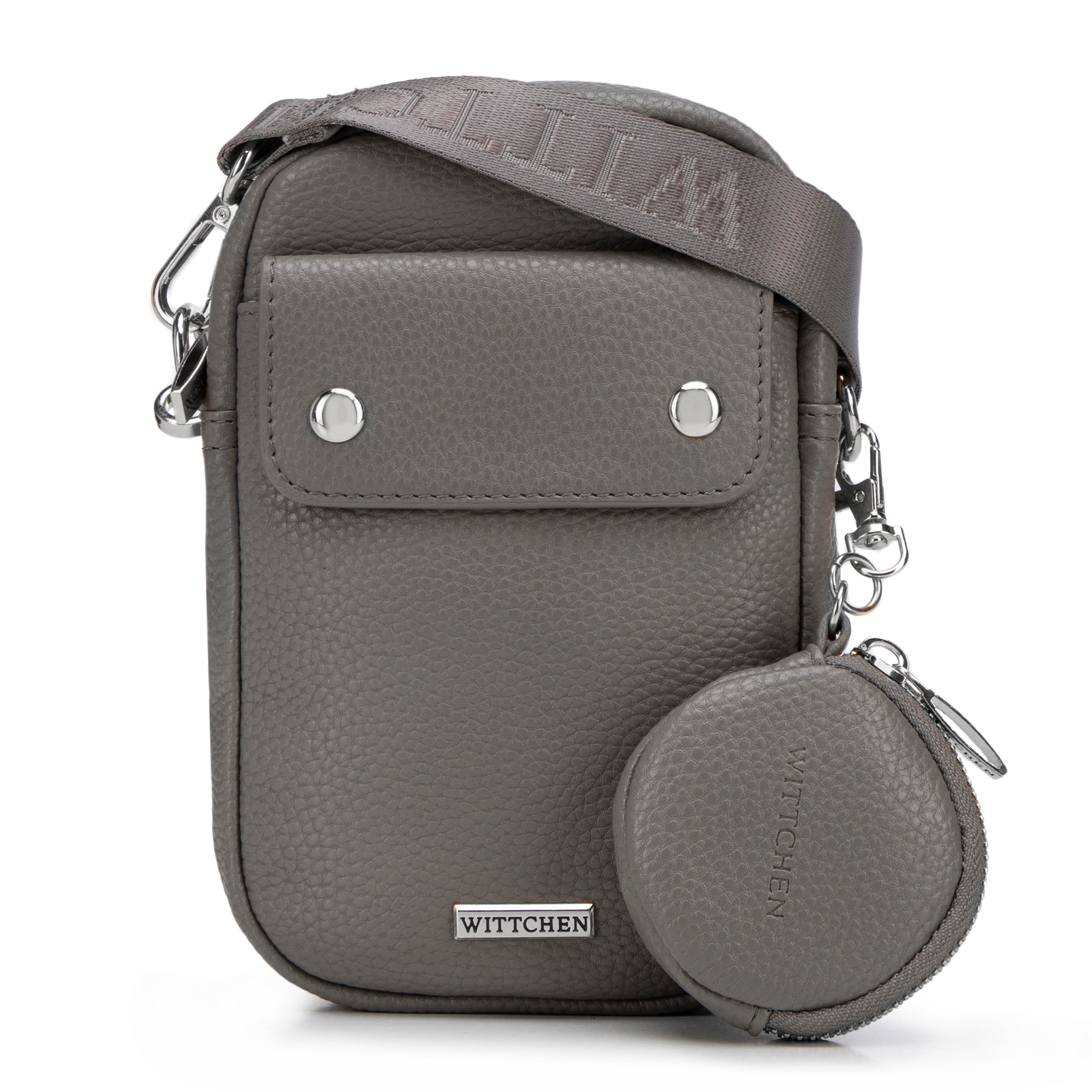 Mini dámska kabelka z ekokože šedo-strieborná 100-2Y-011-8S