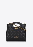 Quilted leather mini tote bag on chain shoulder strap, black, 98-4E-211-0, Photo 1