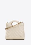 Quilted leather mini tote bag on chain shoulder strap, light beige, 98-4E-211-0, Photo 2