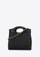 Quilted leather mini tote bag on chain shoulder strap, black, 98-4E-211-1, Photo 2