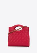 Quilted leather mini tote bag on chain shoulder strap, dark pink, 98-4E-211-0, Photo 2