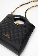 Quilted leather mini tote bag on chain shoulder strap, black, 98-4E-211-0, Photo 4